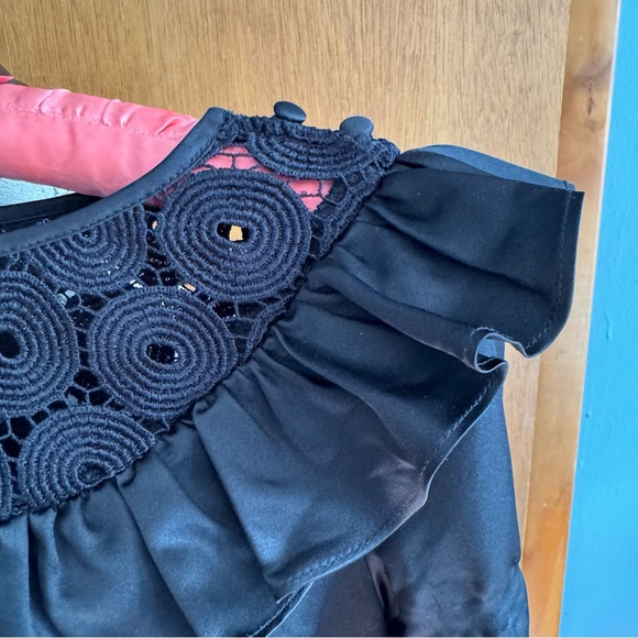 Loeffler Randall 100% silk black dresss lace collar decoration size 4 - Picture 2 of 13